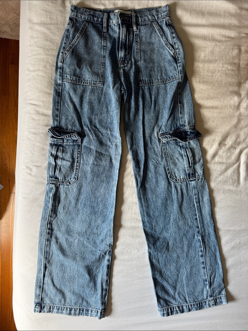 Women’s Light-Medium Blue Denim Cargo Pants